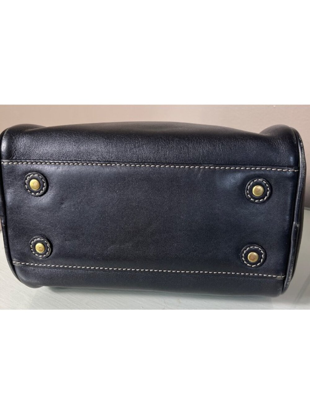 J Crew Leather Black Satchel Small 8.5x5 Top Handles Structured Roomy Bag Purse - Picture 3 of 16